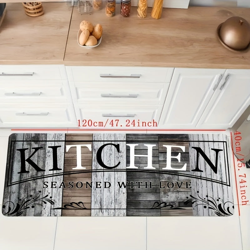 2pcs Diatom Mud Kitchen Floor Mat, Gray Wood Board Pattern Long Strip Mat, Water And Oil Absorption, Anti-slip, Machine Washable, Suitable for Bathrooms, Laundries, Corridors, And Home Decoration Carpets