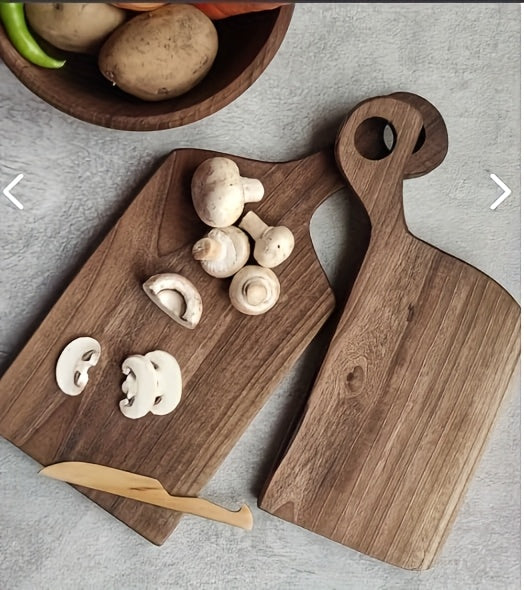 2pcs Walnut Wood Cutting Board Set - Heavy-Duty Reversible Chopping & Serving Board with Hanging Handle, Walnut Wood Grain - Heavy Thick Suitable for Meat, Bread, Cheese Prep - Holiday Gift (Christmas, Mother' Day)