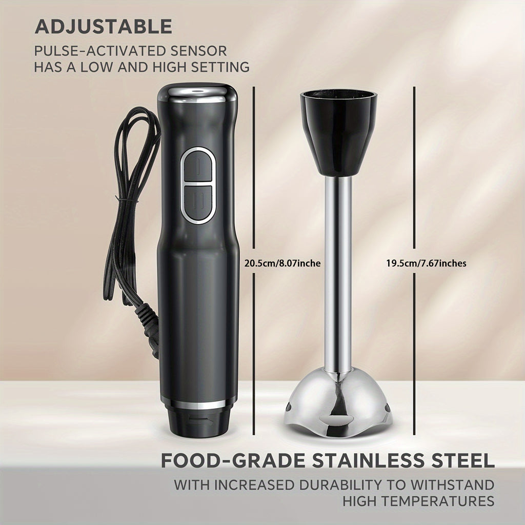 Lalayuan Electric Immersion Blender, Power Handheld Blender, 400W Portable Stick Mixer with 2 Mixing Speeds&Turbo Mode, 304 Stainless Steel Blades, Easy to Grip Speed Corded Hand Mixer, Perfect for Soup Smoothie Puree Food Fruit, with Detachable Base