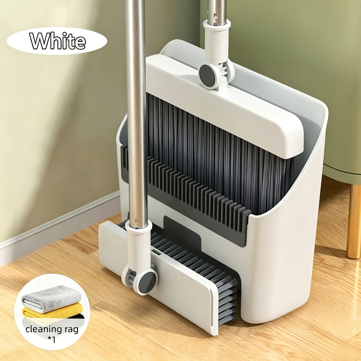 3-in-1 Upright Broom And Dustpan Combo, Long Handle Floor Sweeping Brush Set With Comb Teeth Dustpan, Garbage Bag Holder, Indoor Outdoor Cleaning Kit For Kitchen, Balcony, Patio, Garage, Party Cleanup