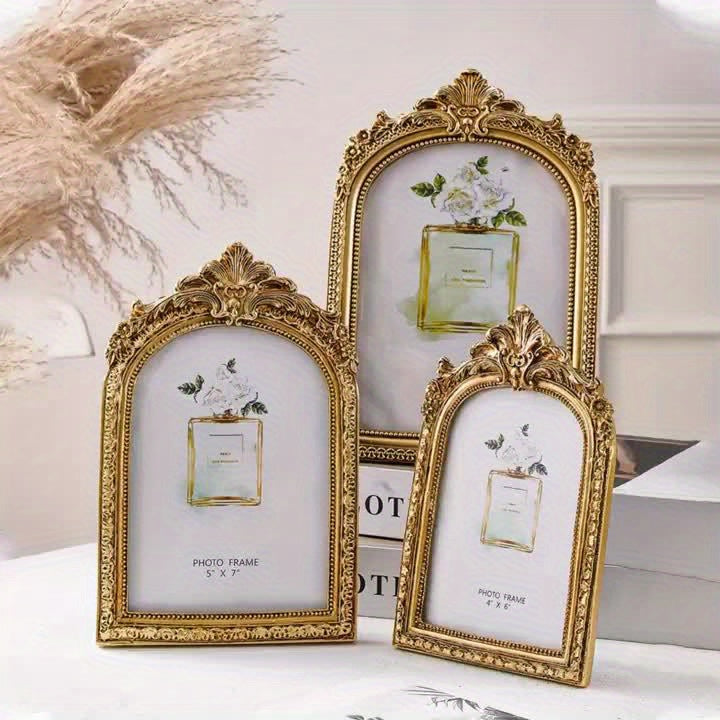 Gold Baroque Picture Frame, Vintage Style Resin Photo Display for Tabletop or Wall Hanging, Wedding Memories, Anniversaries and Elegant Home Decor