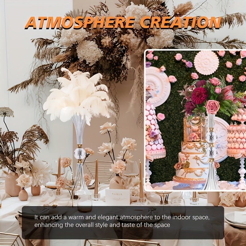 2pcs Crystal Acrylic Vases, 24.8-Inch Transparent Flower Rack with Ribbed Texture, Golden Decoration, Used for Wedding Center And Home Decoration Activity Table/Floor Vases, Bridal Shower And Bohemian Wedding