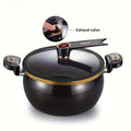 Nonstick Stockpot 8.45 Quart with Lid and Twist-Lock Handle, Large Capacity Soup and Stew Cooking Pot for Gas and Induction Stoves in Black or Orange