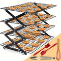 Foldable Cookie Cooling Rack, Stackable Multi-Level Baking Display with 3 Piece, 4 Layer and 5 Piece Options for Cakes, Cookies and Kitchen Counter Prep