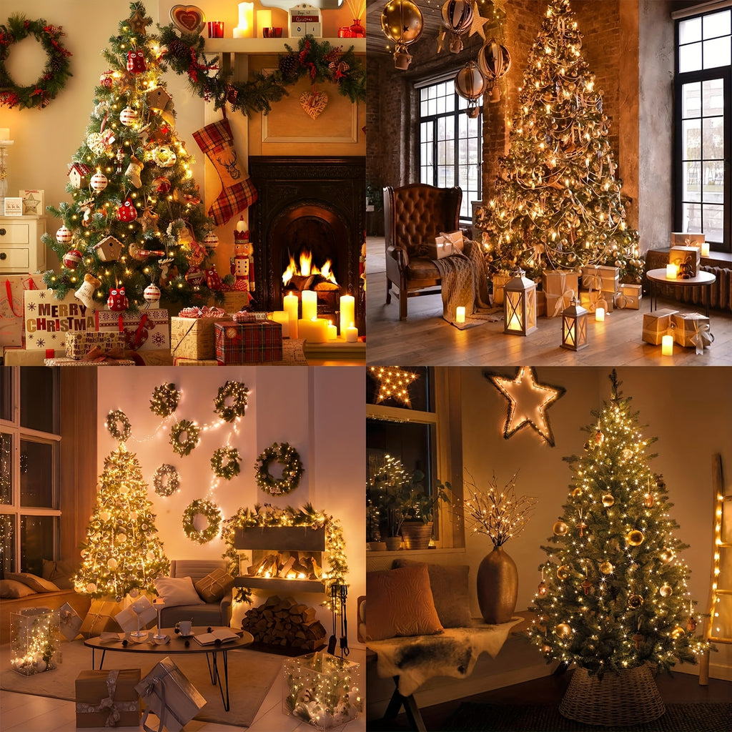 LED Christmas String Lights, Green Wire with 8 Modes, Memory and Timer in Warm, White or Multicolor Options for Indoor and Outdoor Holiday Decor