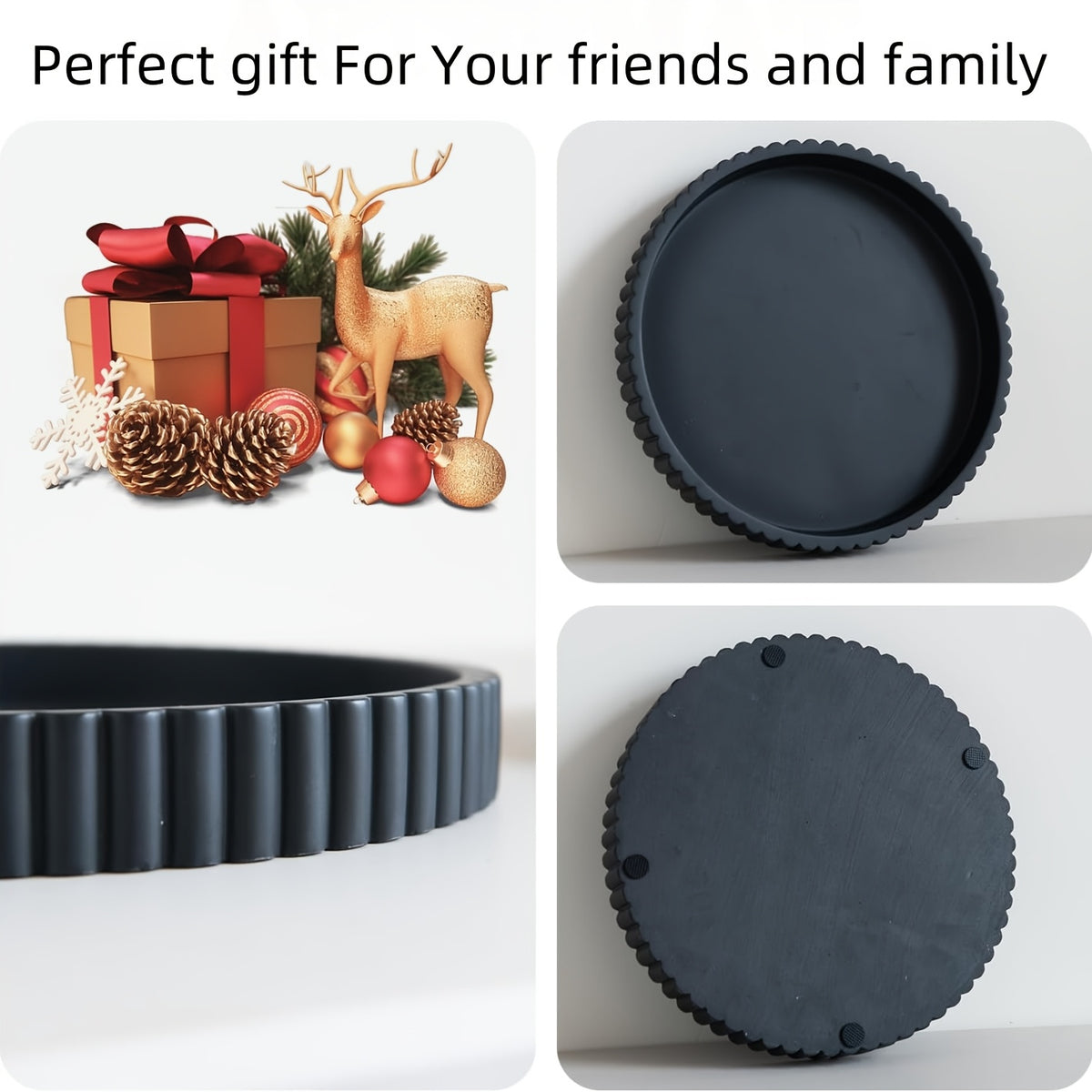 Decorative Tray For Coffee Table, Living Room, Side Table, 11" Round Wood Fall Home Decor Serving Trays For Accent Table, Console Table, Multipurpose Tabletop Jewelry Organizer, Jewelry Trays, Diamond Painting Storage, Christmas Decorations Gifts (N