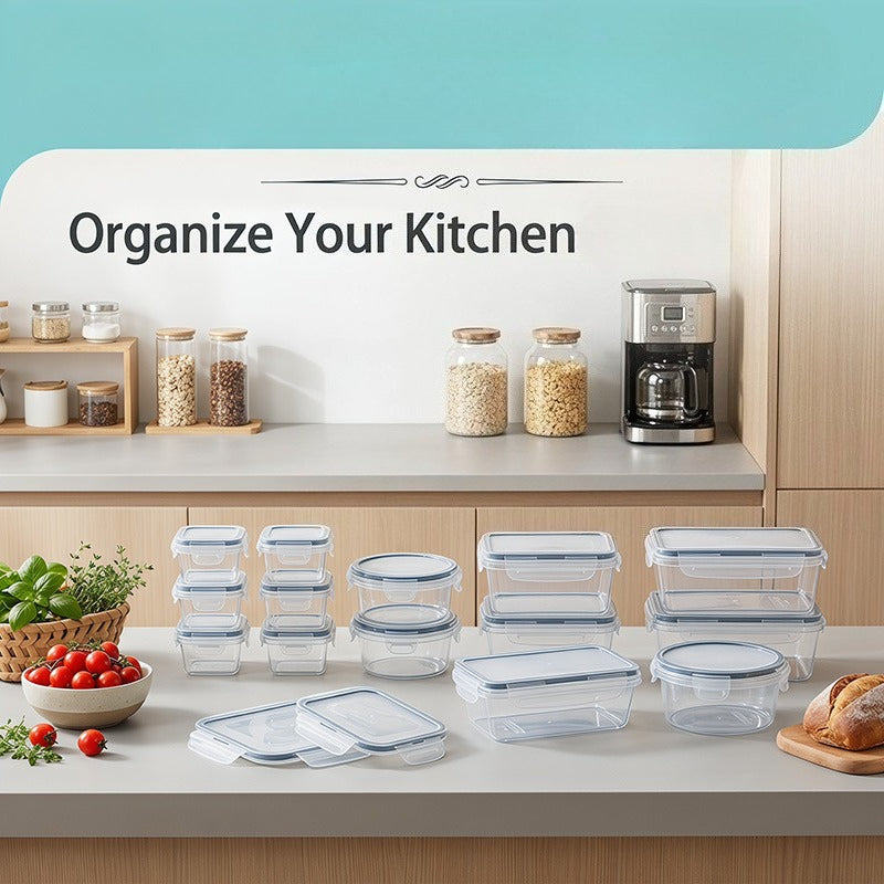 48/24pcs Food Storage Container Set, Fresh-Keeping Boxes, Easy-to-Secure Lids -  Airtight Plastic Containers, Suitable For Pantry, Travel, Outdoor Picnics, Kitchen Organization, Comes With Labels And Marker, (24/12Lids + 24/12Containers)