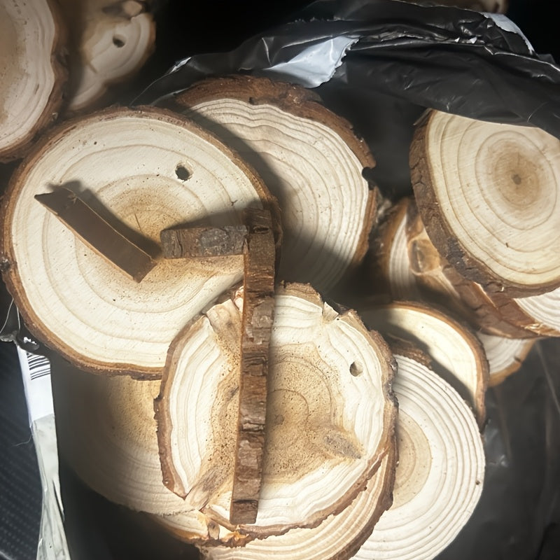 28pcs Wooden Coasters Natural Tree Bark Log Slices (2.7-3.5 Inches) | Unpolished Wood Slices Handicraft Art Supplies/ Christmas Decoration Materials/ Woodworking Tool Additions
