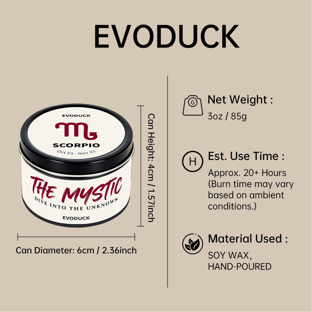 EVODUCK Scorpio Zodiac Candle with Hidden Pendant And Real Crystal Inside - Intense Scented Soy Wax for Late Night Reading Ambiance - Cool Valentine'S Day Birthday Present for Girlfriend Wife Women Lover - Spiritual Mystery Home Fragrance Gift