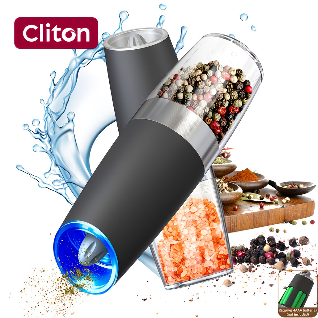 1pc/2pcs Electric Salt and Pepper Grinder Set with LED Lights - Large Capacity, Gravity-Driven Mechanism, Multi-Color Options (Red/)