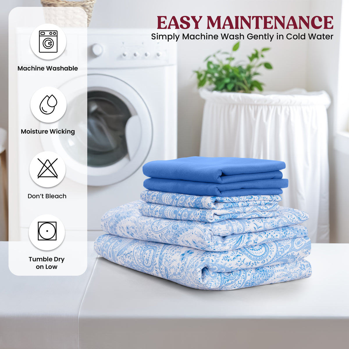 Paisley Microfiber Sheet Set, Soft 100% Polyester Bedding with 16-Inch Deep Pocket Fitted Sheet, Flat Sheet and Pillowcases in Six Bed Sizes