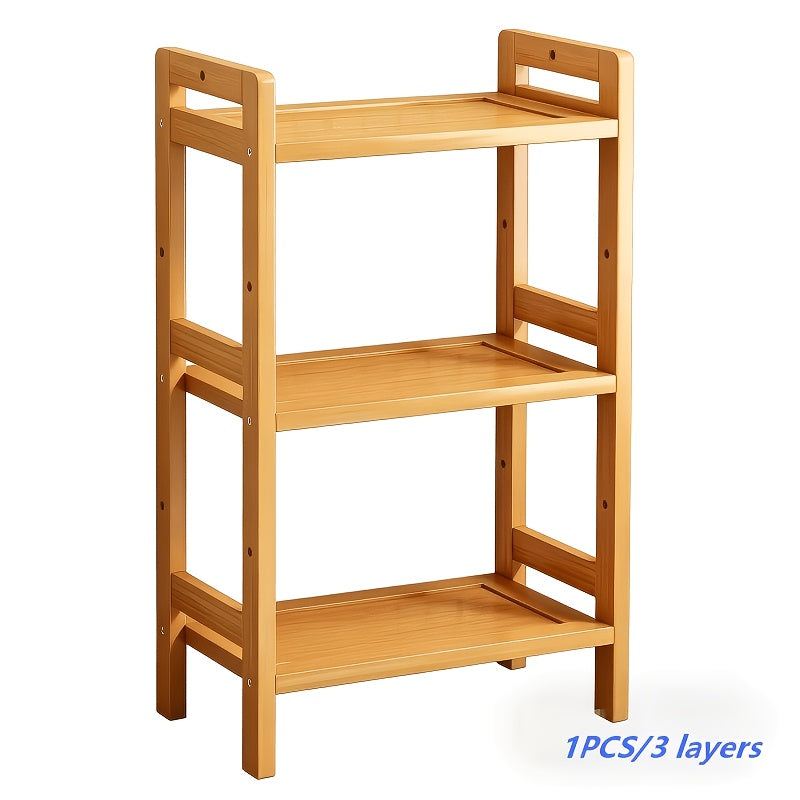 1pc Storage Shelf - Bamboo Home 3 Tier Vertical Pantry Shelf for Kitchen Cabinet Storage, Bathroom Countertop Storage Storage Shelf, Desk Bookshelves, Shoe Racks, Laboratory Storage Shelf with Adjustable Shelf Cabinets, Standing Shelf