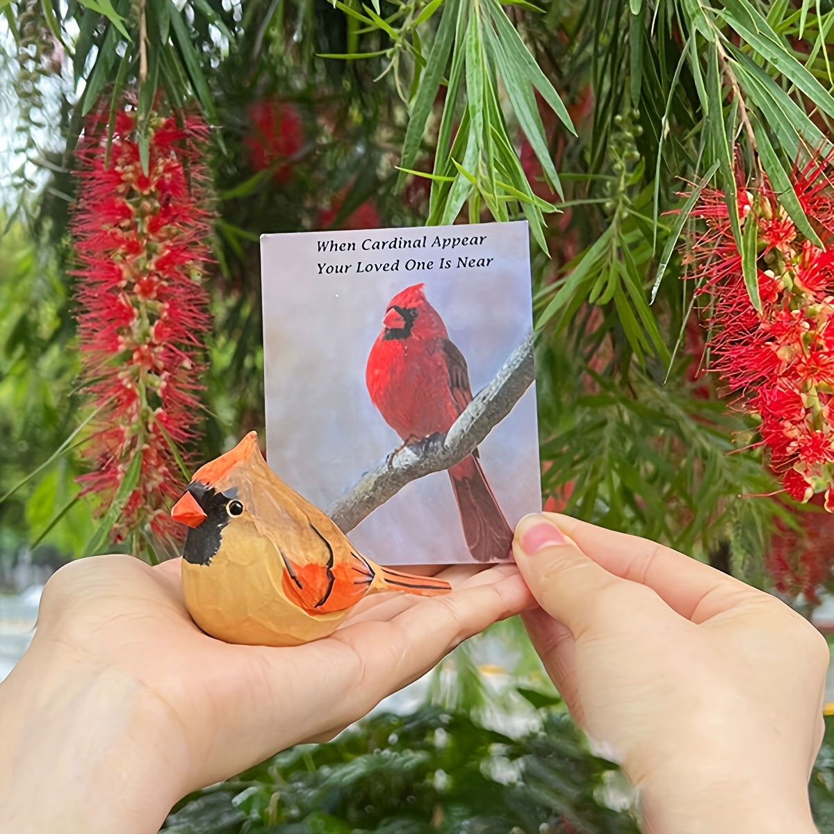 2pcs Cardinal Statues Handmade Wood Carving Painted Bird Statues, Various Bird Home Decorations, Best Gifts for Bird Lovers, Suitable for Birthdays, Christmas Gifts for Family And Friends