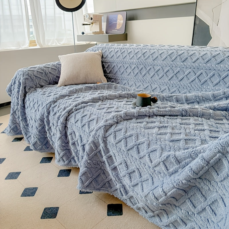 1pc Modern Jacquard Shu Velveteen Sofa Throw Cover - Pet Friendly Slipcover with Soft Plush Feel - Machine Washable, Non-Printing Single Piece Couch Protector for Home Decor - Fits Armchair to 4-Seater Sectional Sofas