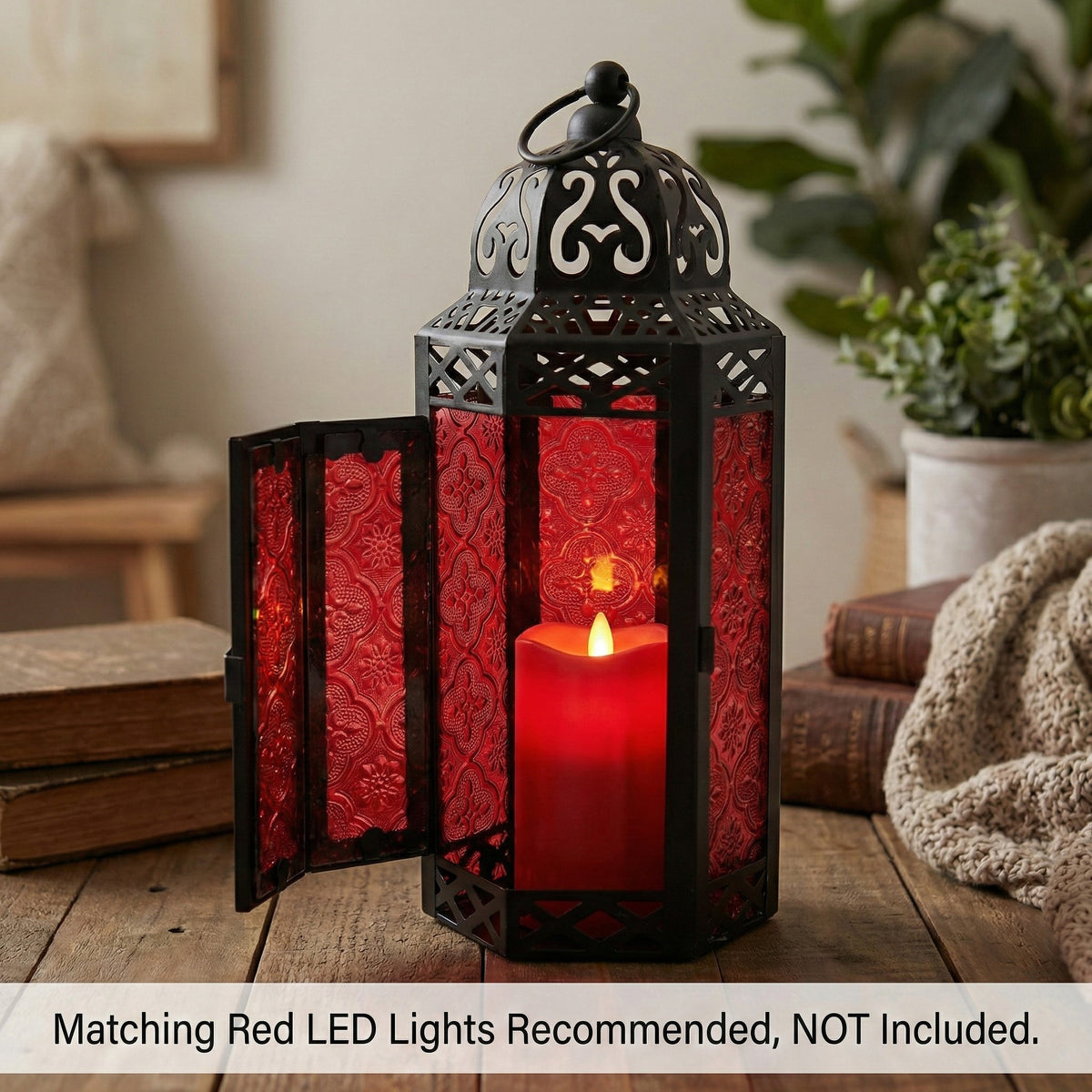 Decorative Moroccan Candle Lantern Holder, Medium, 10.5" Tall