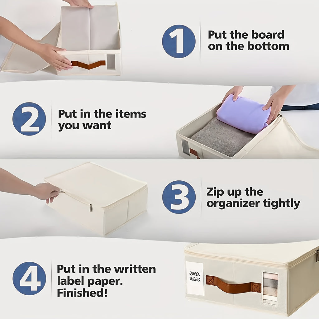Storage Bed Sheet Organizer, Bed Sheet Storage Boxes And Clothing Storage Boxes, Suitable for Wardrobes, Under Beds, And Closets, Can Store Clothes, Bed Sheets, Down Quilts, Etc, Box with Transparent Window