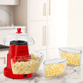 Hot Air Popcorn Maker with 4 Serving Bowls, Oil-Free Electric Popcorn Popper in Red for Family Movie Nights, Home Theater Snacks and Parties