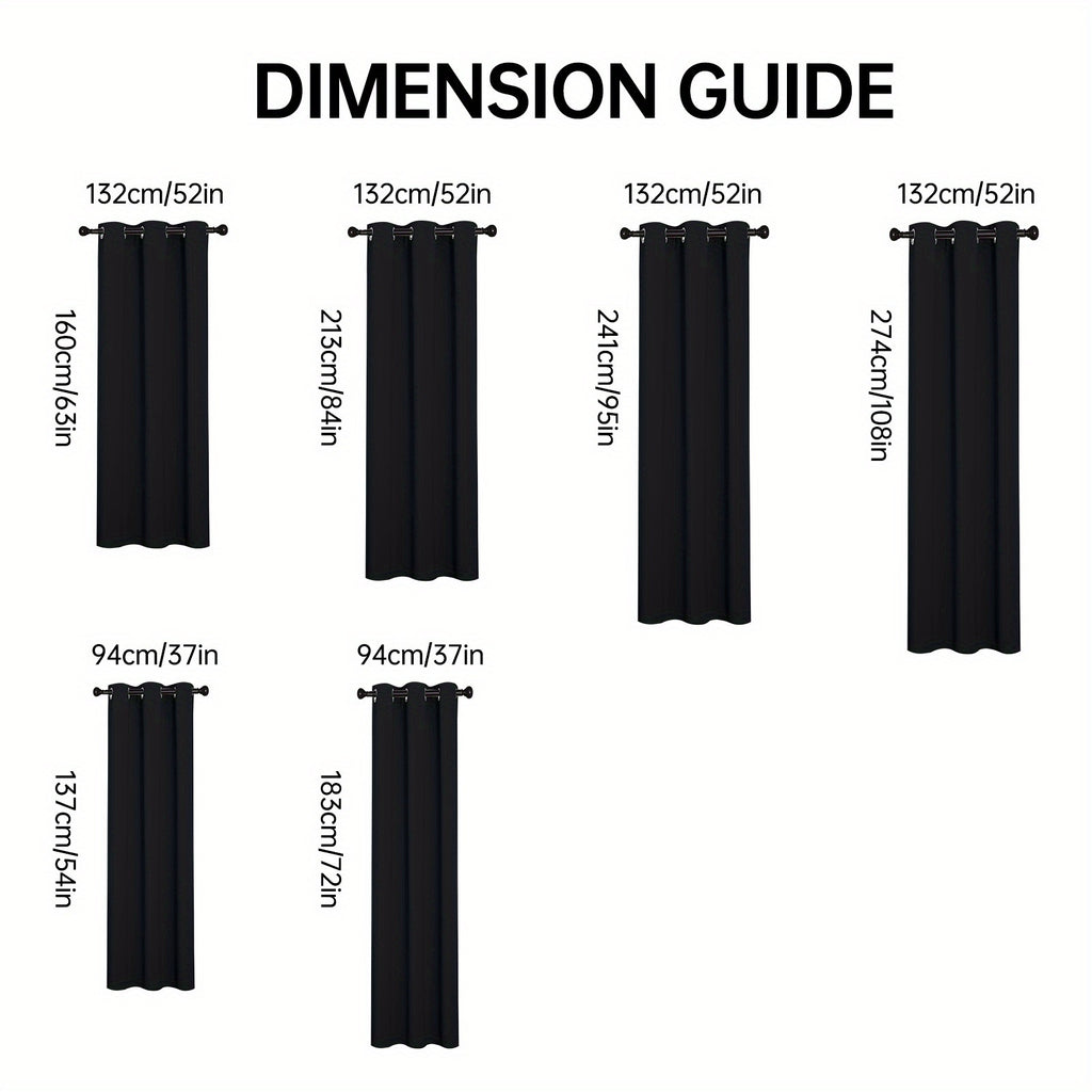 Set of 4 Complete Blackout Curtains for The Bedroom Featuring a Black-Coated Film for Total Light Blockage And Thermal Insulation with Ring Top Design