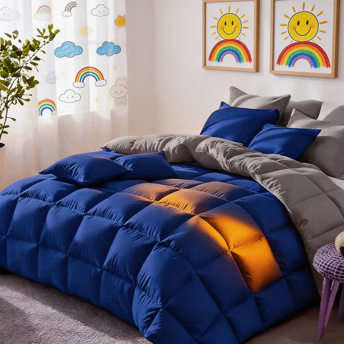 Cosybay 7pcs Luxury Color Bed Comforter Sets, Bedding Comforter Sets Queen Size, 4 Pillowcases, King Size Comforter Sets, Flat Sheet, Bedding Sheet, Quilt Set, Home Bedroom & Hotel & School & Travel & Outdoor, Valentine's Day Bed In A Bag, Kid's Bed