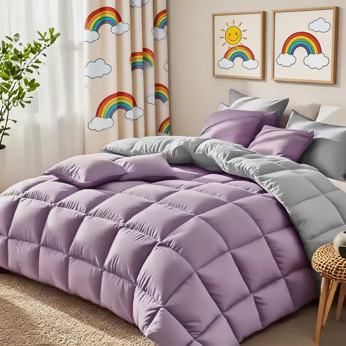 Cosybay 7pcs Luxury Color Bed Comforter Sets, Bedding Comforter Sets Queen Size, 4 Pillowcases, King Size Comforter Sets, Flat Sheet, Bedding Sheet, Quilt Set, Home Bedroom & Hotel & School & Travel & Outdoor, Valentine's Day Bed In A Bag, Kid's Bed
