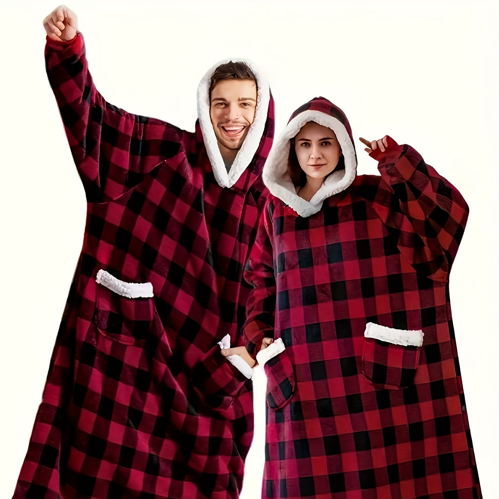 1pc Thick Warm Hoodie Flannel Extra Long Wearable Blanket for Women And Men, Oversized Blanket Sweatshirt Super Soft And Warm And Comfortable Winter Giant Adult Wearable Blanket Hoodie with Pockets